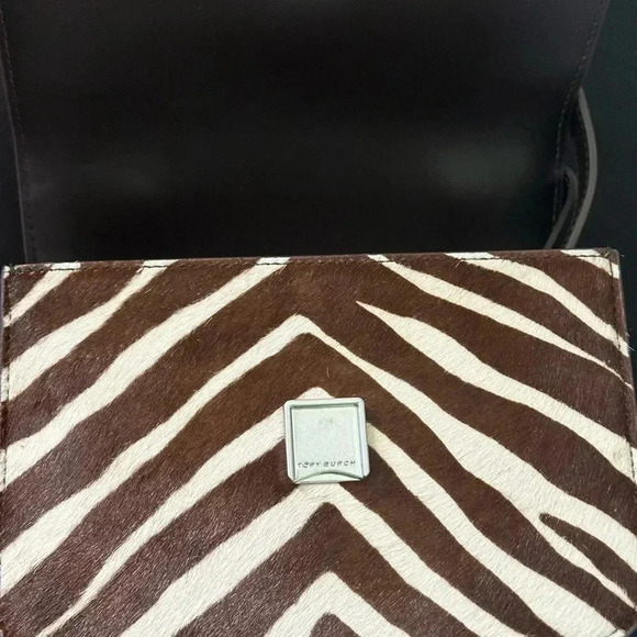 Tory Burch Eleanor Calfhair Fold over Crossbody Bag - Picture 10 of 12